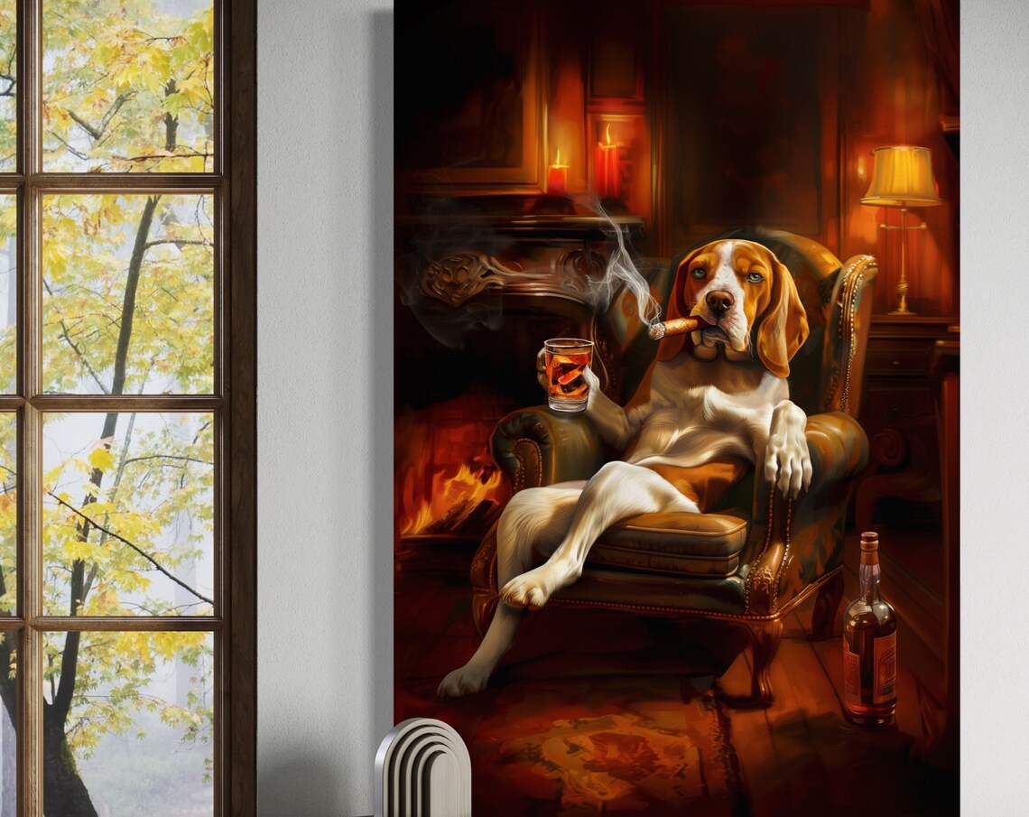 Victorian Beagle Custom Regal Pet Portrait Art Print
