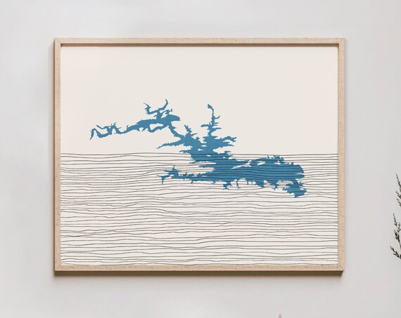 DeGray Lake Arkansas Minimalist Blue Shoreline Map Art Poster