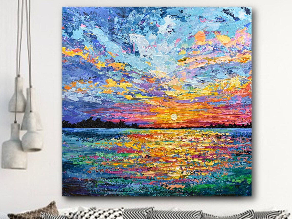 Colorful Sunset Seascape, Impressionist Ocean Art Print - Image 3
