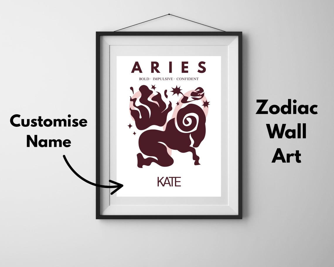 Custom Zodiac Star Sign Astrology Gift, Aries Poster - Image 3