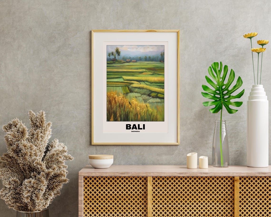 Bali Scenic Travel Poster, Balinese City Painting - Image 2