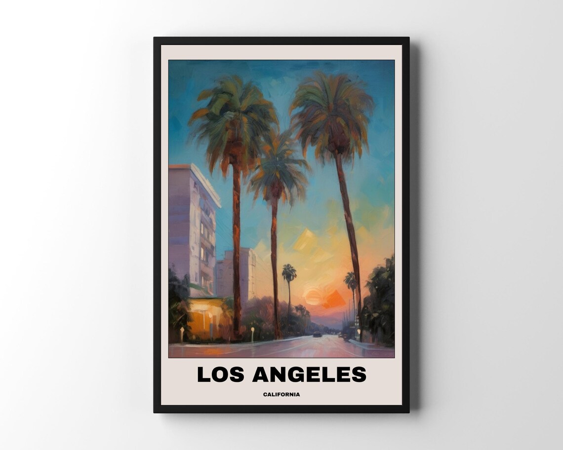 Los Angeles Poster, Minimalist California Sunset Painting