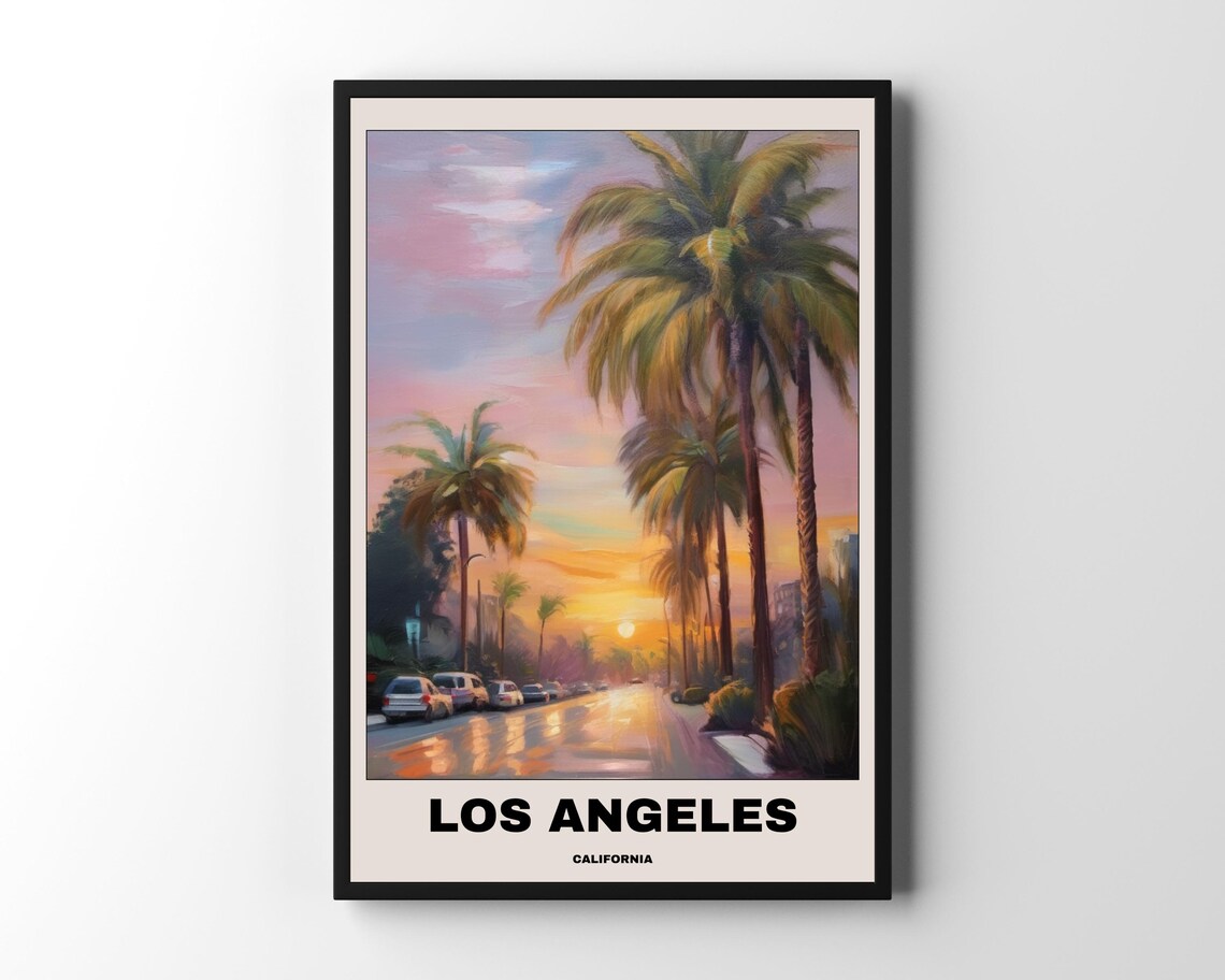 Los Angeles Poster, Minimalist California Sunset