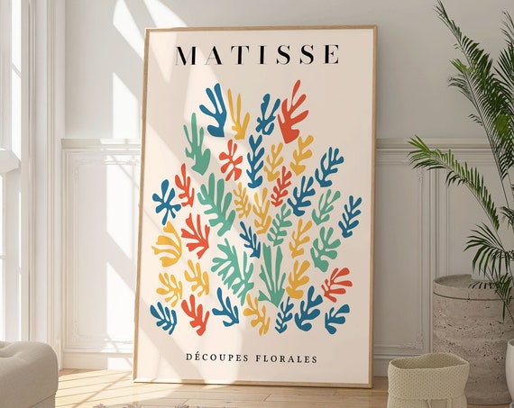 Matisse Floral Cut Outs Prints Colourful Minimalist Art Poster Living Room Decor Bedroom Hanging Kitchen Print Gift For Her Famous Art