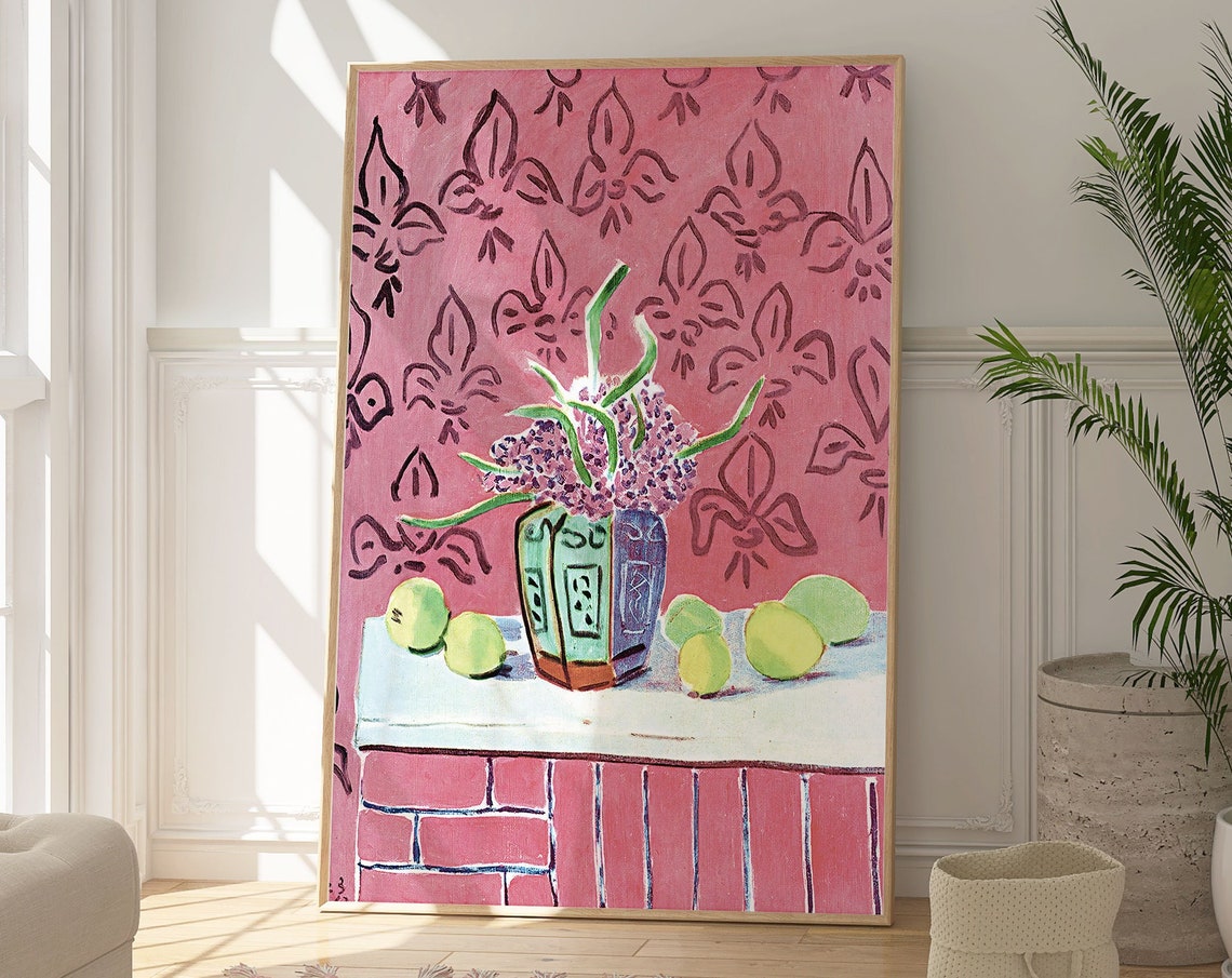 Henri Matisse Still Life With Lemons Print Red Still Art Poster Modern Wall Art Decor Minimalist Kitchen Print Bedroom Wall Art Gift