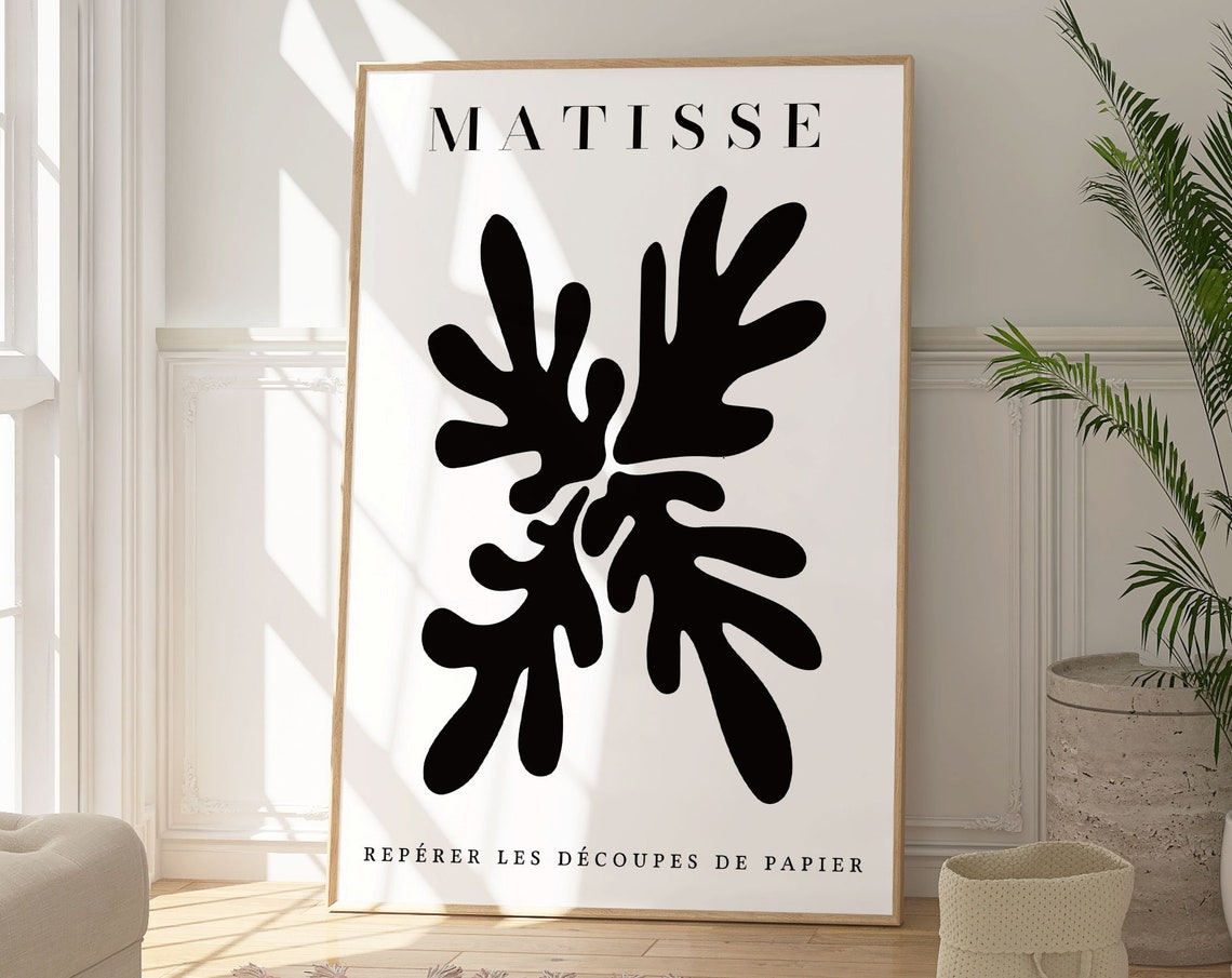 Matisse Black Paper Cutout Coral Organic Shape Minimalist Art Print