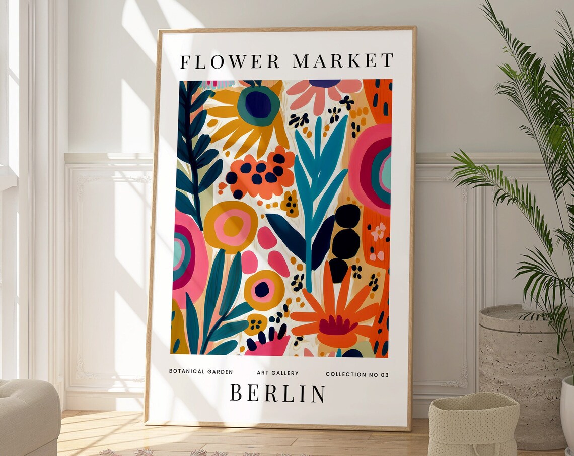 Berlin Flower Market Botanical Art Colourful Boho Floral Print