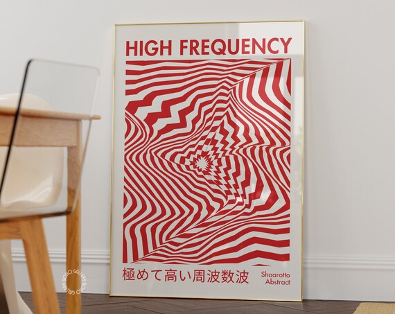 High Frequency Red Trippy 70s Psychedelic Poster