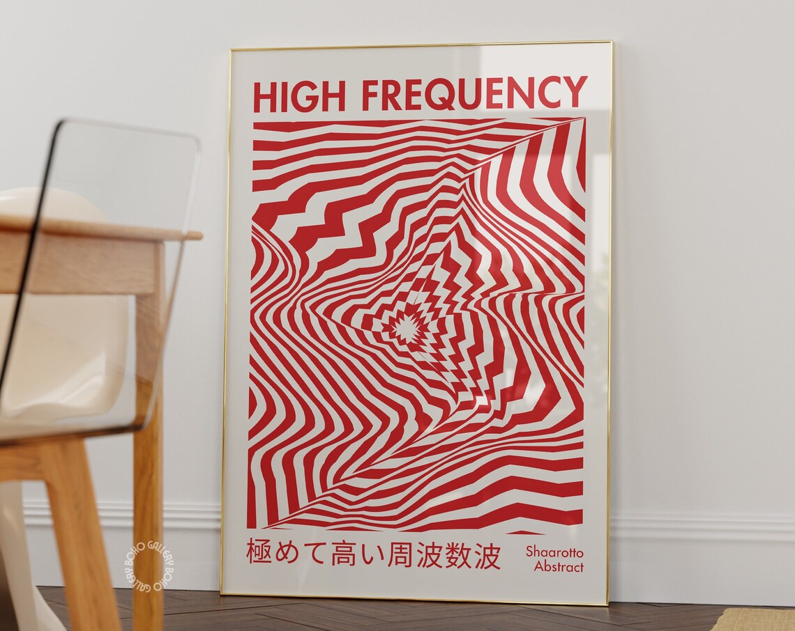 High Frequency Red Trippy 70s Psychedelic Poster
