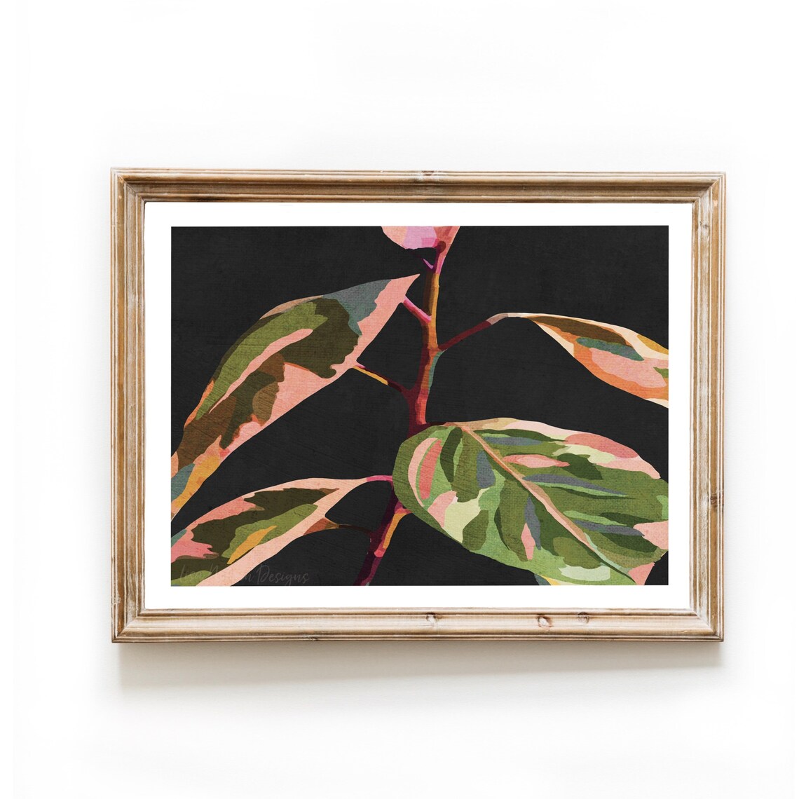 Black Floral Abstract Plant Botanical Wall Art