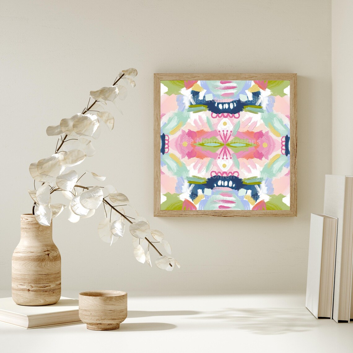 Colorful Pastel Abstract Art Print, Grandmillennial Decor