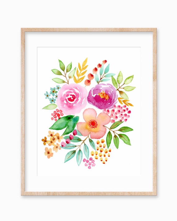 Watercolor Floral Abstract Flower Art, Nursery Decor
