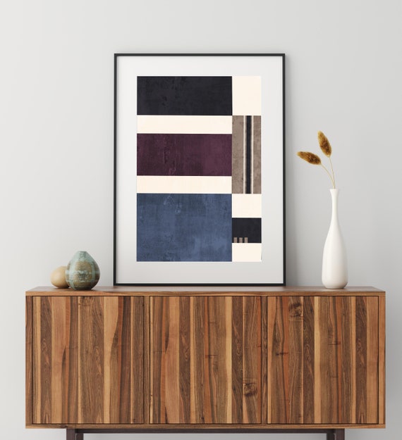 Geometric Neutral Abstract, Mid-Century Modern