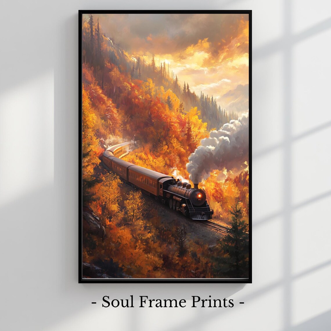 Autumn Steam Train Print - Fall Mountain Railway