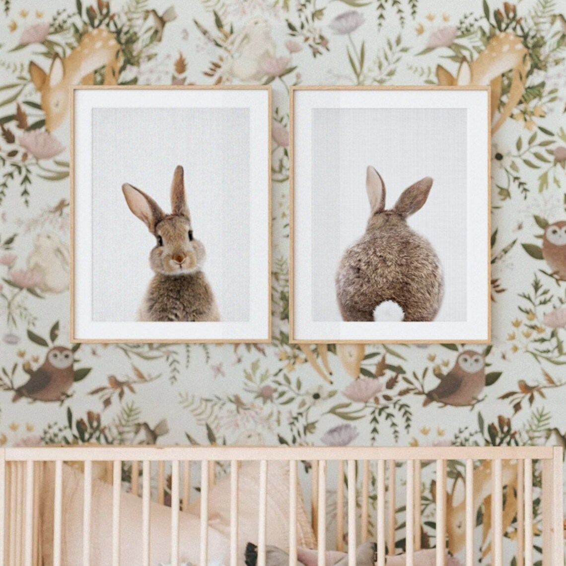 Bunny Nursery Print Set of 2, Baby Animal Art