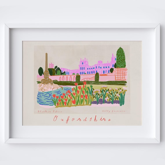 Blenheim Palace Travel Poster, Cotswolds Garden