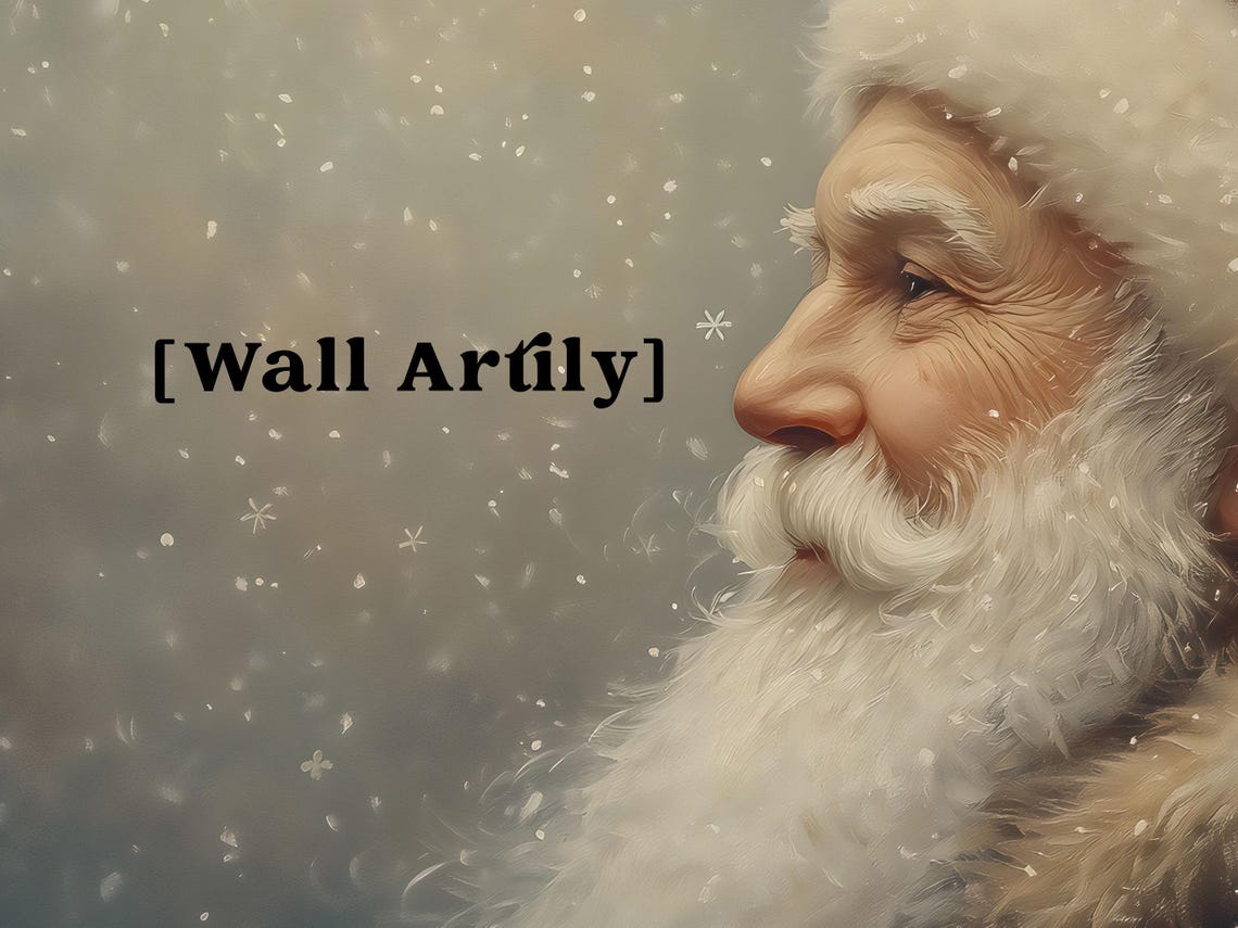 Santa Claus Profile Portrait In Falling Snow Painterly Poster - Image 2