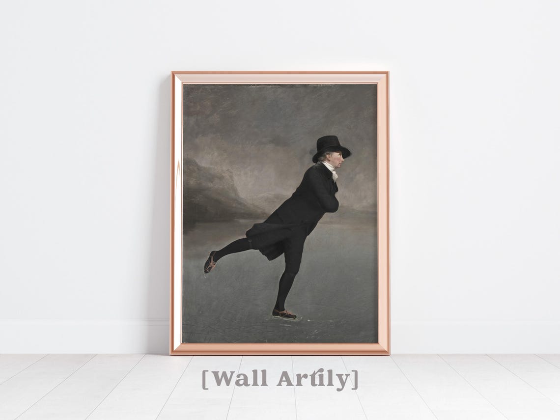 Vintage Wall Art Of The Skating Minister Winter Scene Xmas Wall Art Vintage Portrait Of A Man Ice Skating Print - Image 4