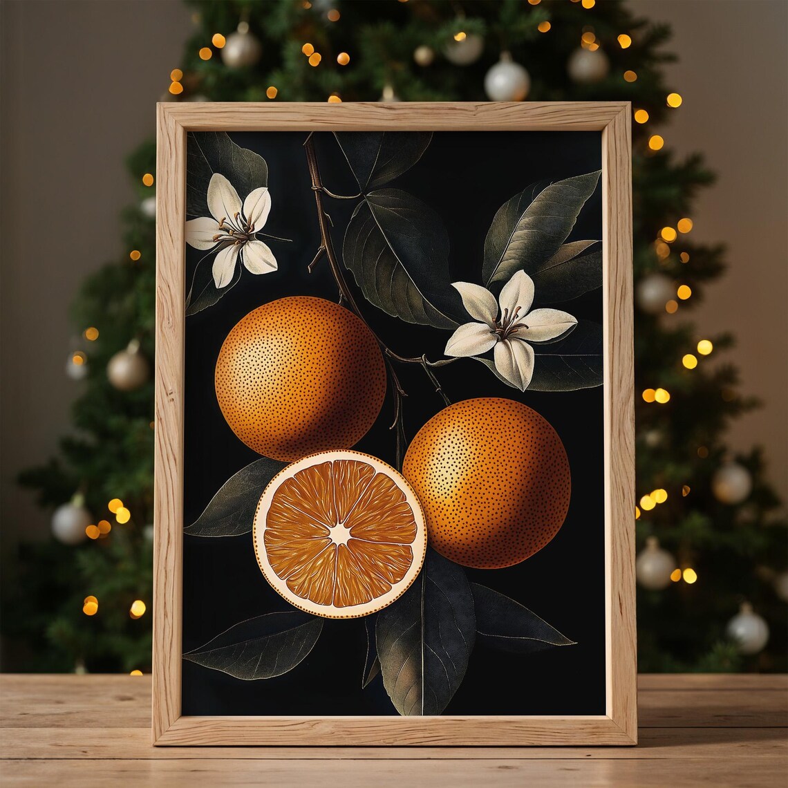Moody Oranges Still Life Art Print, Rustic Kitchen Decor - Image 3