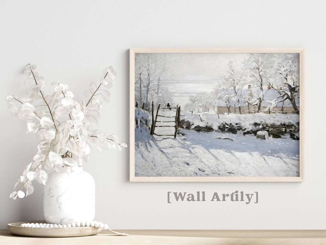 Claude Monet Snowy Winter Landscape With Wooden Gate Painting Poster - Image 4