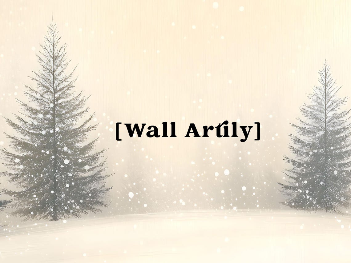 Minimal Snowy Pines In Falling Snow Warm Winter Scene Poster - Image 2