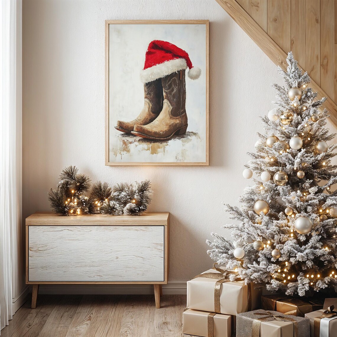 Christmas Cowboy Boots Holiday Western Art Print - Image 6