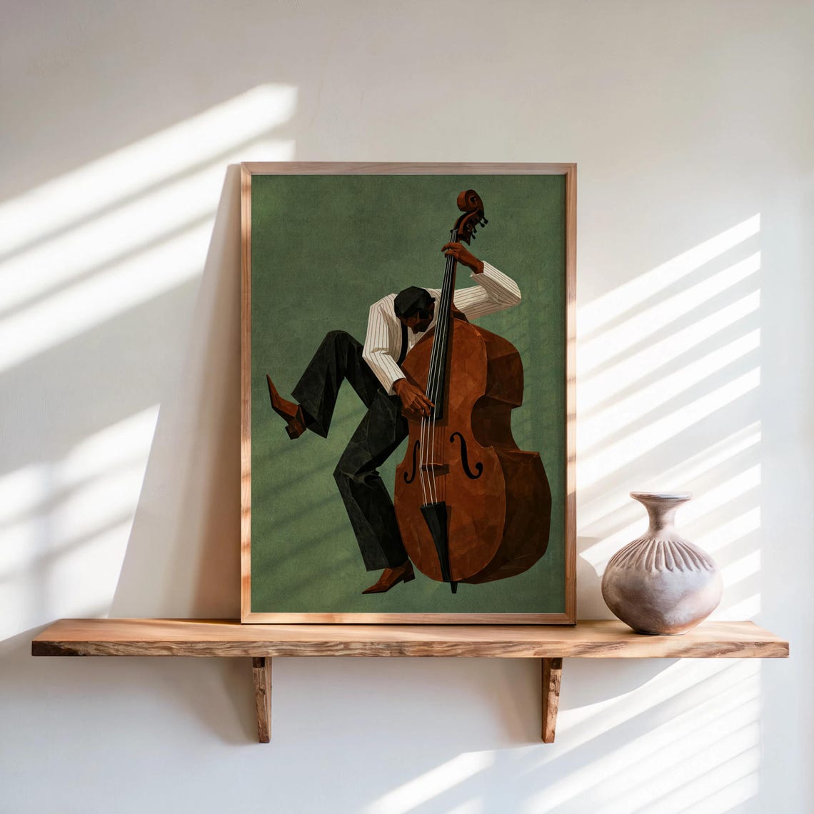 Jazz Bassist Wall Art Modern Mid Century Musician Print Retro African American Poster Afrocentric Painting Black Culture Soul Music - Image 3