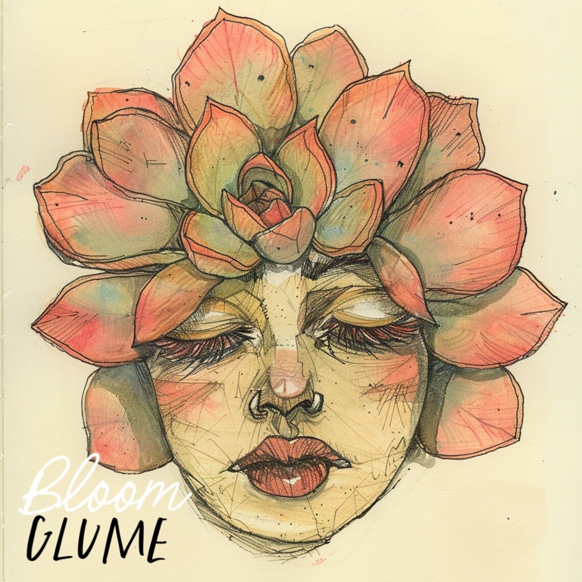 Hora Succulent Bloomies Art Print, Cottagecore Fairytale