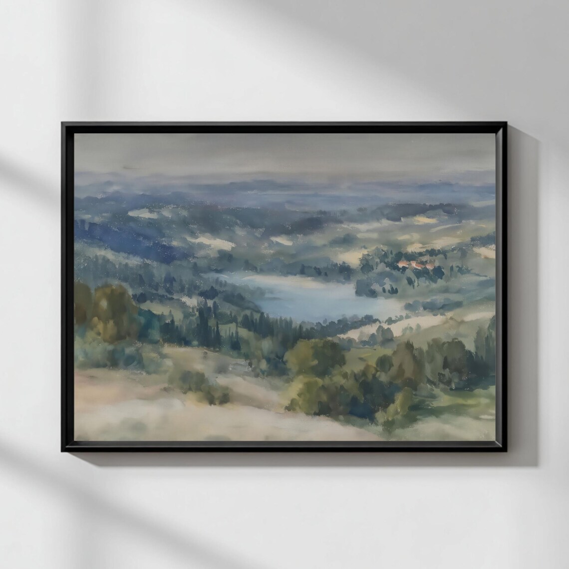 Tranquil Landscape Misty Blue Horizon Art Print