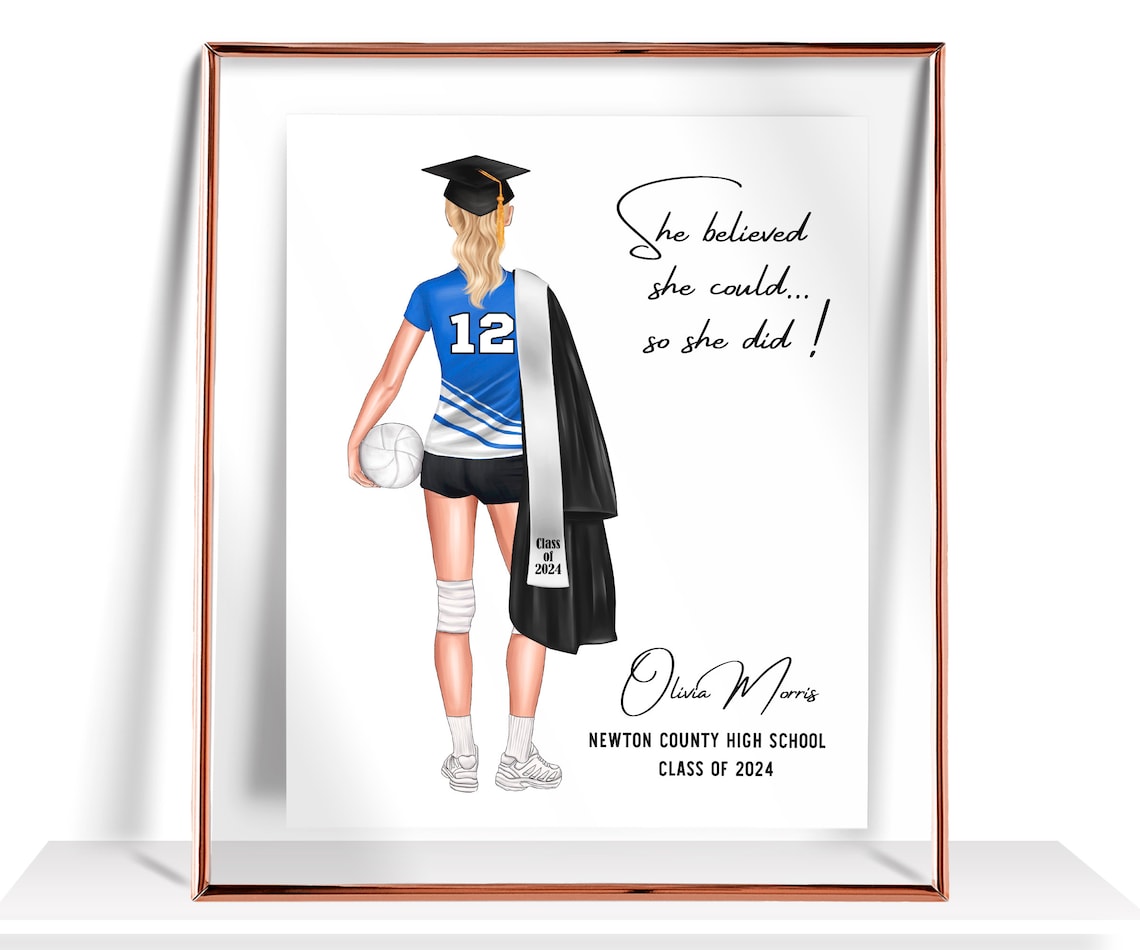 Custom Volleyball Player Graduation Class of 2024 Sports Poster
