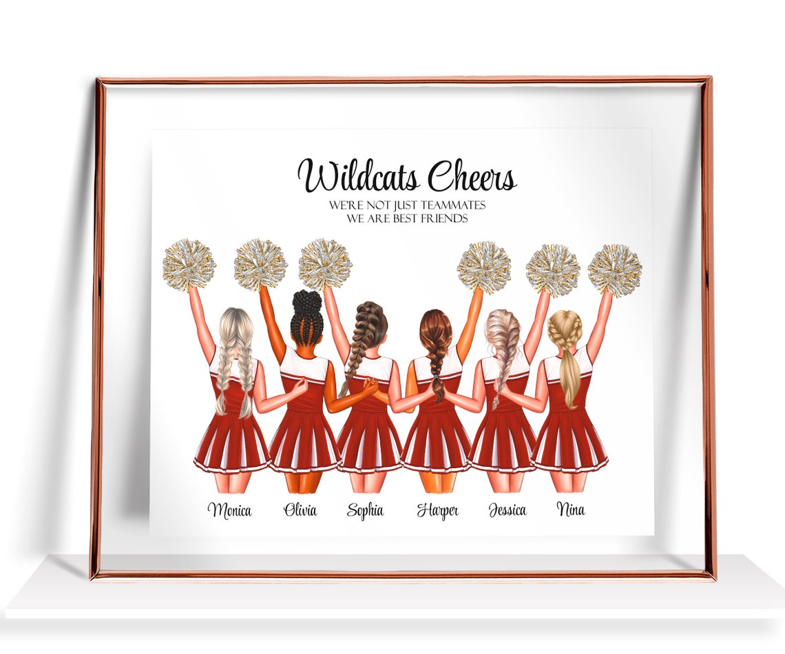 Wildcats Cheers Personalized Red Cheerleader Squad Team Art Poster