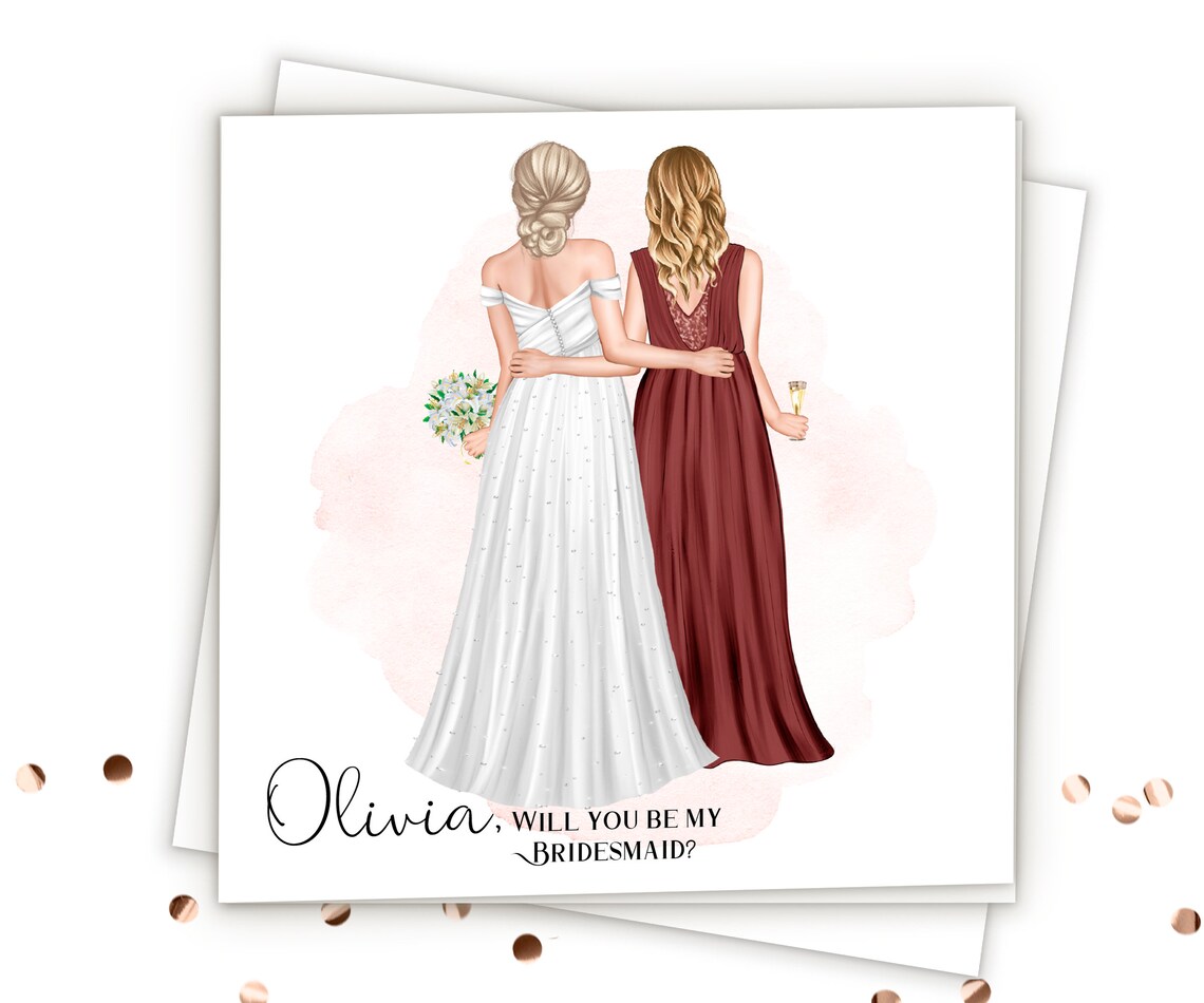 'Olivia, Will You Be My Bridesmaid?' Pink Bridesmaid Card Poster