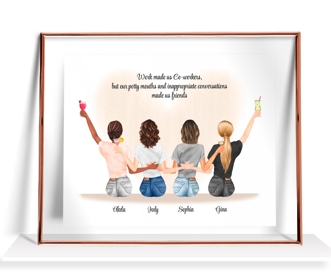 Coworkers Turned Friends Funny Work Bestie Farewell Gift Poster