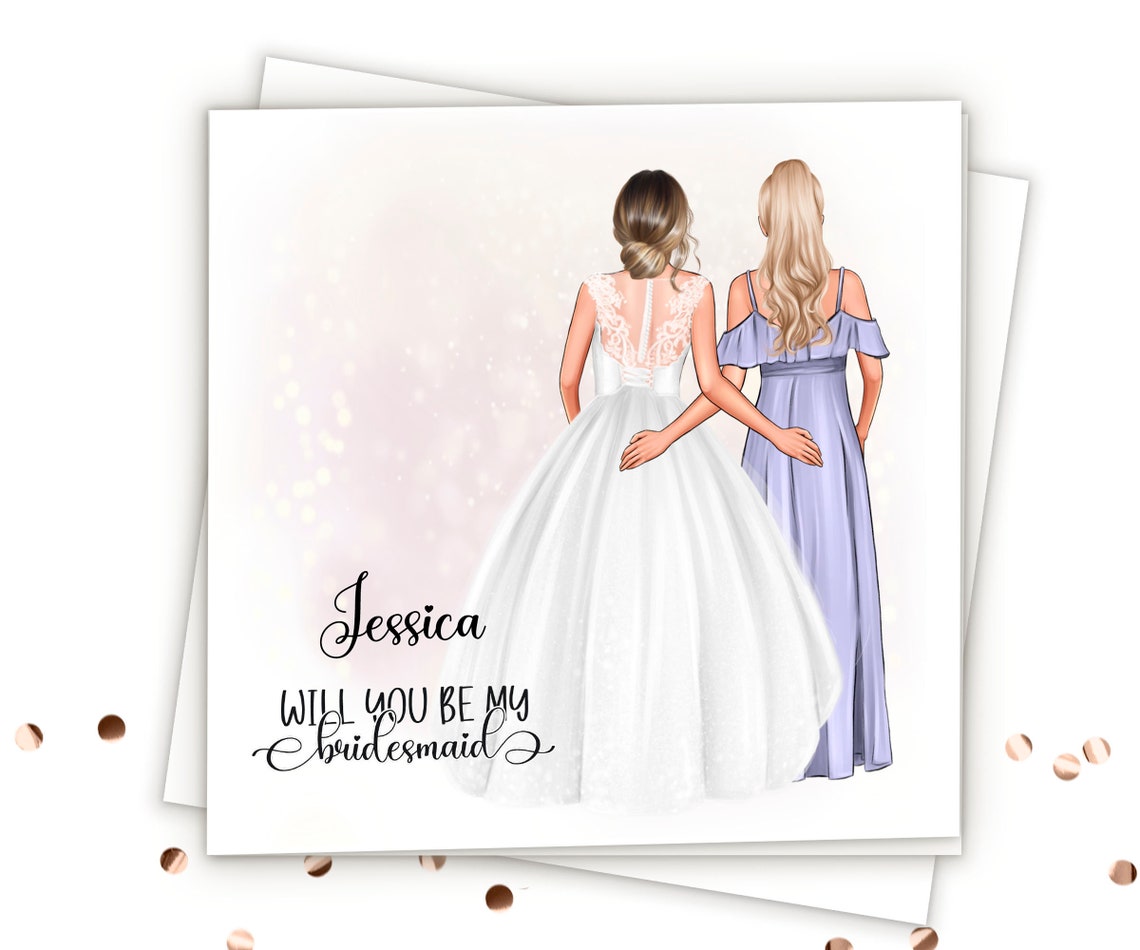 Jessica Will You Be My Bridesmaid Lavender Gown Proposal Card Print