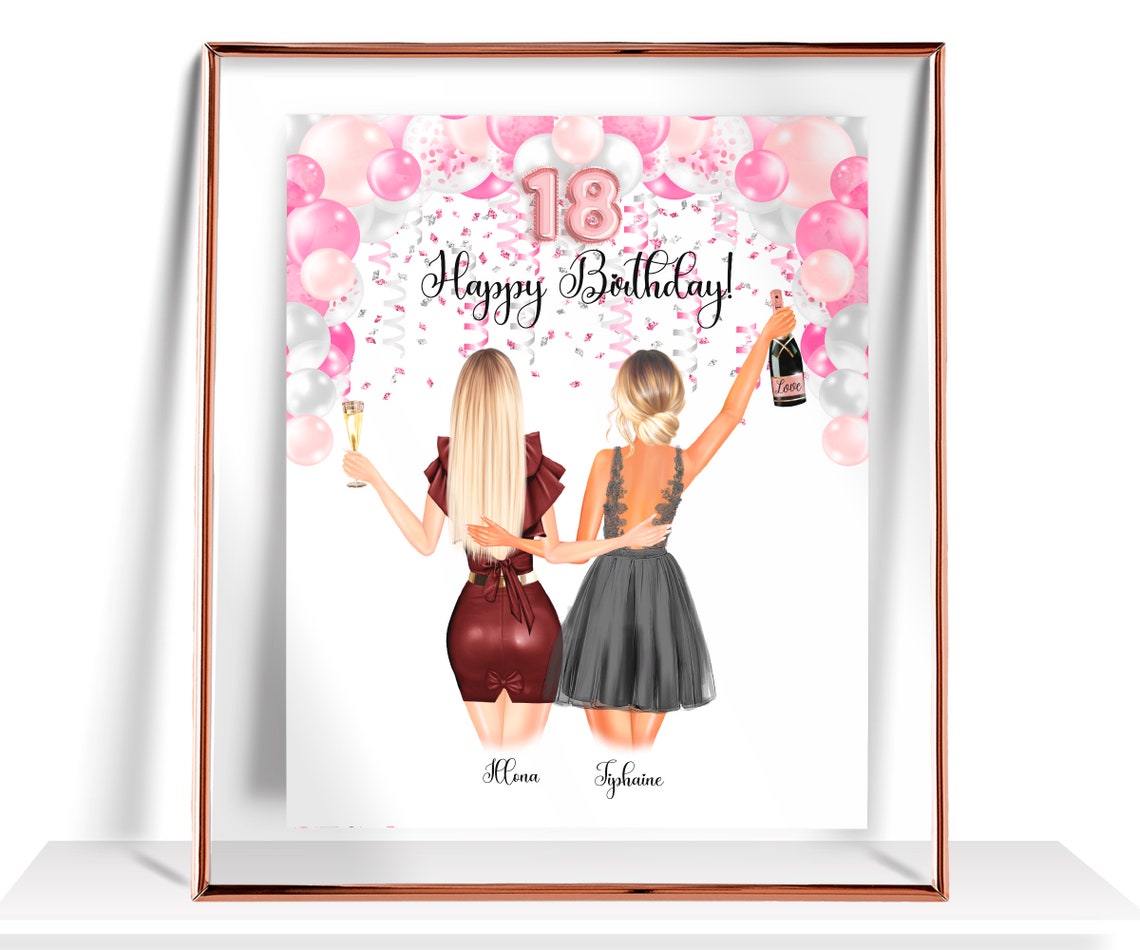 Best Friend Birthday Gifts 18th Birthday Print Personalized Birthday Gifts Happy 18th Birthday Gift For Her 18th Birthday Gifts For Girls