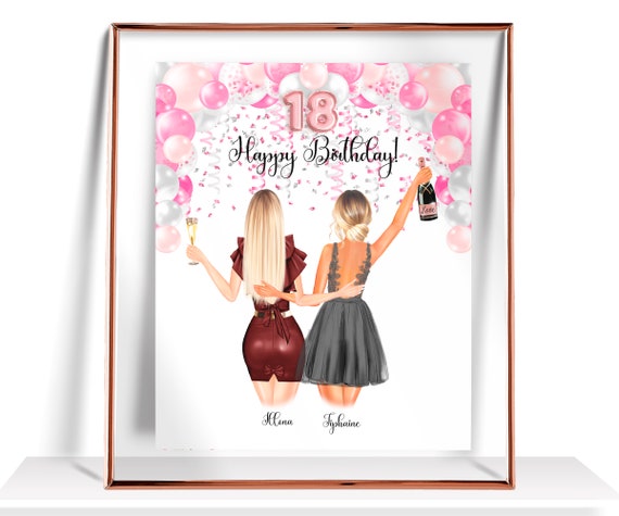 Best Friend Birthday Gifts 18th Birthday Print Personalized Birthday Gifts Happy 18th Birthday Gift For Her 18th Birthday Gifts For Girls