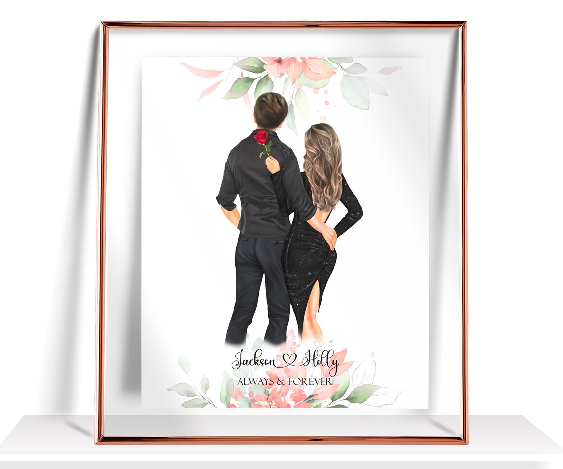 Always and Forever Elegant Couple Red Rose Anniversary Poster
