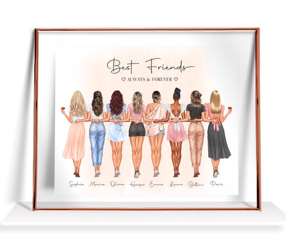 Best Friend Gift Personalized Friendship Gift Best Friend Birthday Gifts 8 Friends Gift Best Friend Print Custom Group Friends Gift