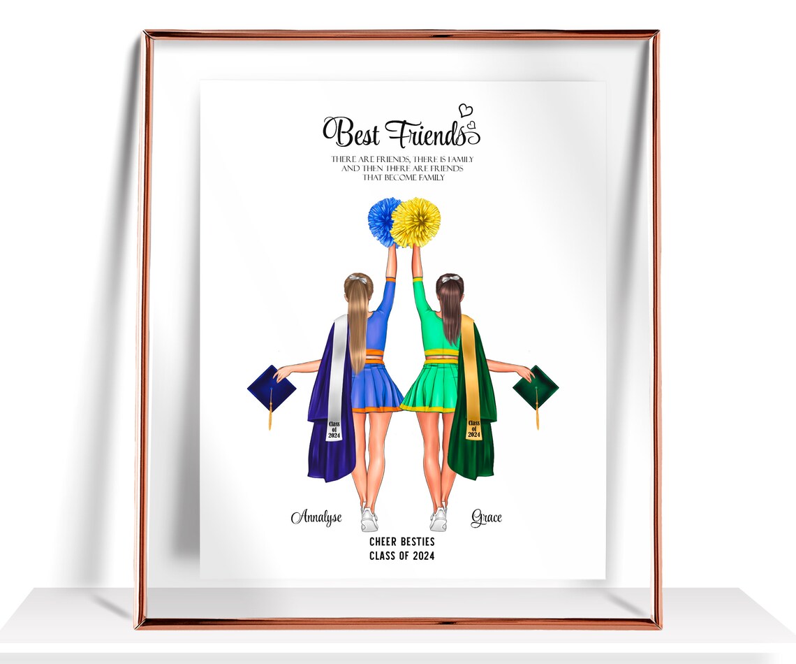 Cheer Besties Class of 2024 Graduation Cheerleader Art Poster