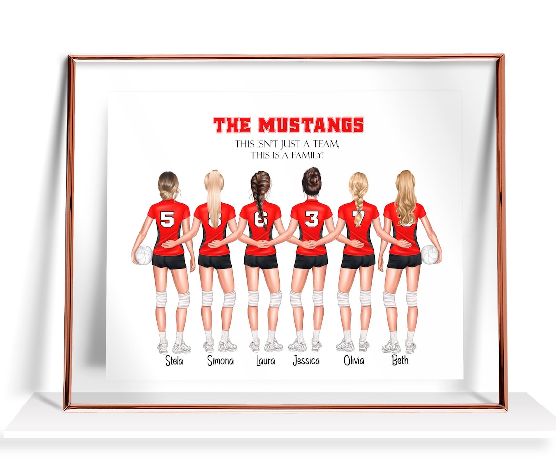 Personalized Volleyball Team Art Print, Teammates Gift
