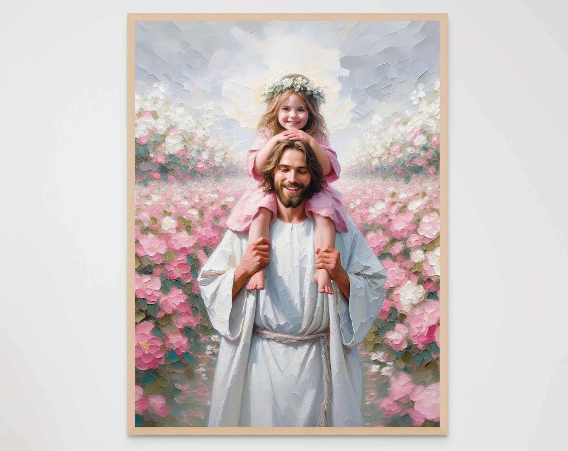 Smiles And Faith Christian Painting Jesus And Girl Jesus With Children Jesus Art Lds Art Bible Painting Christian Wall Art - Image 7