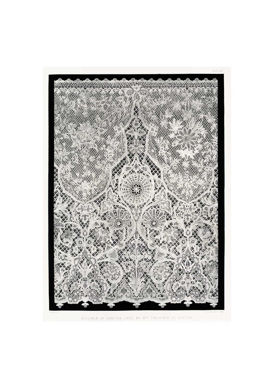 Specimen of Honiton Lace by Mrs Treadwin of Exeter Antique Art Poster