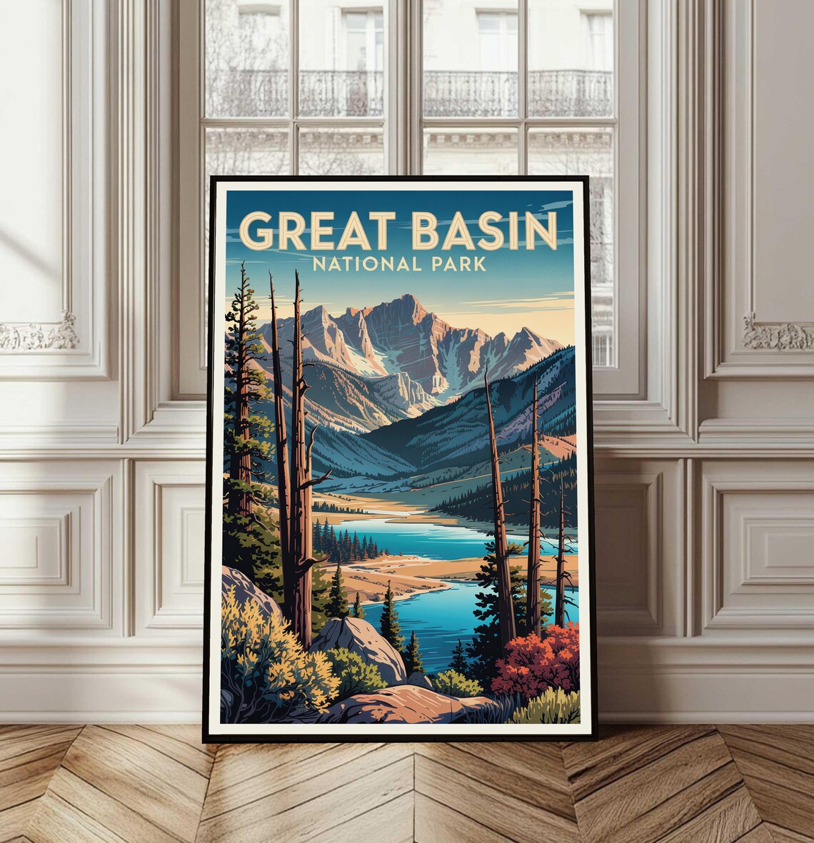 Great Basin National Park Nevada Mountain Lake Travel Poster