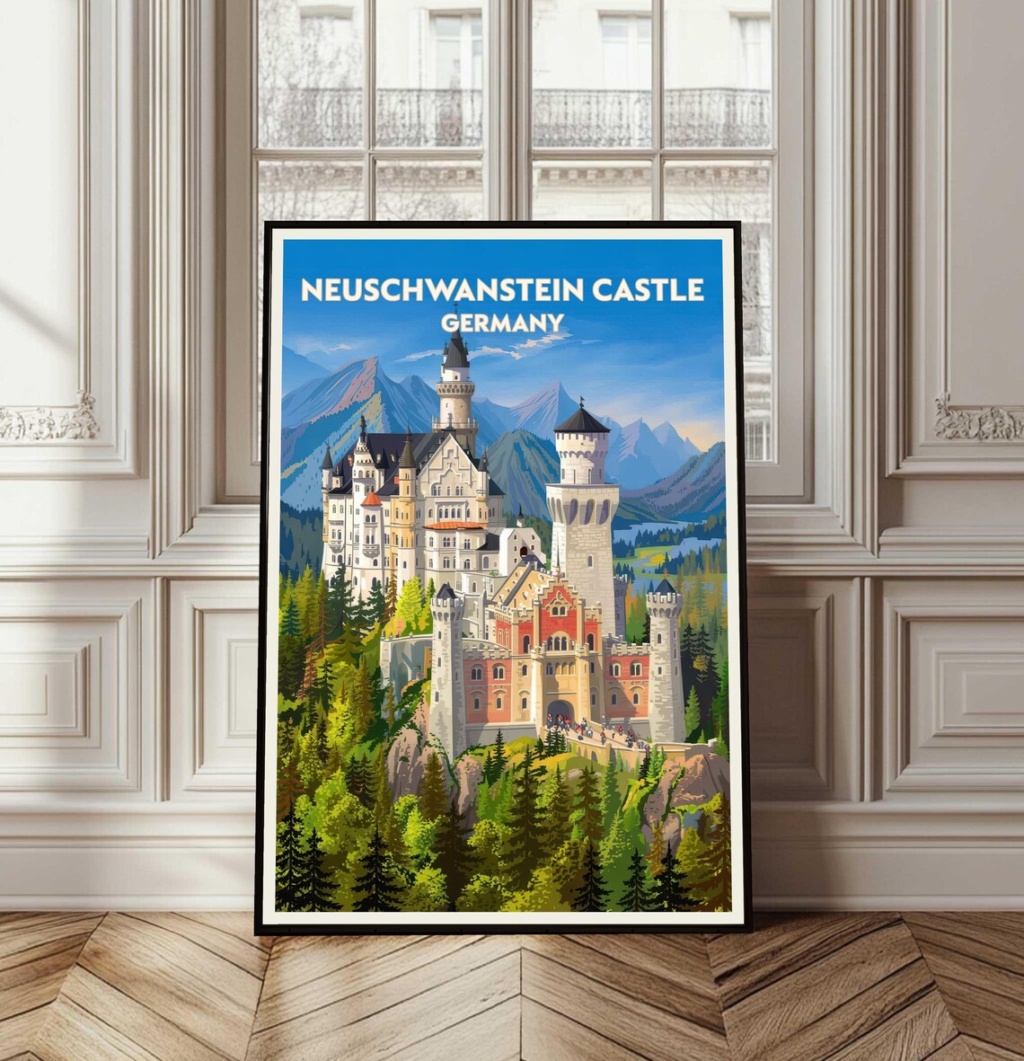Neuschwanstein Castle Poster Germany Travel Print Art Cityscape