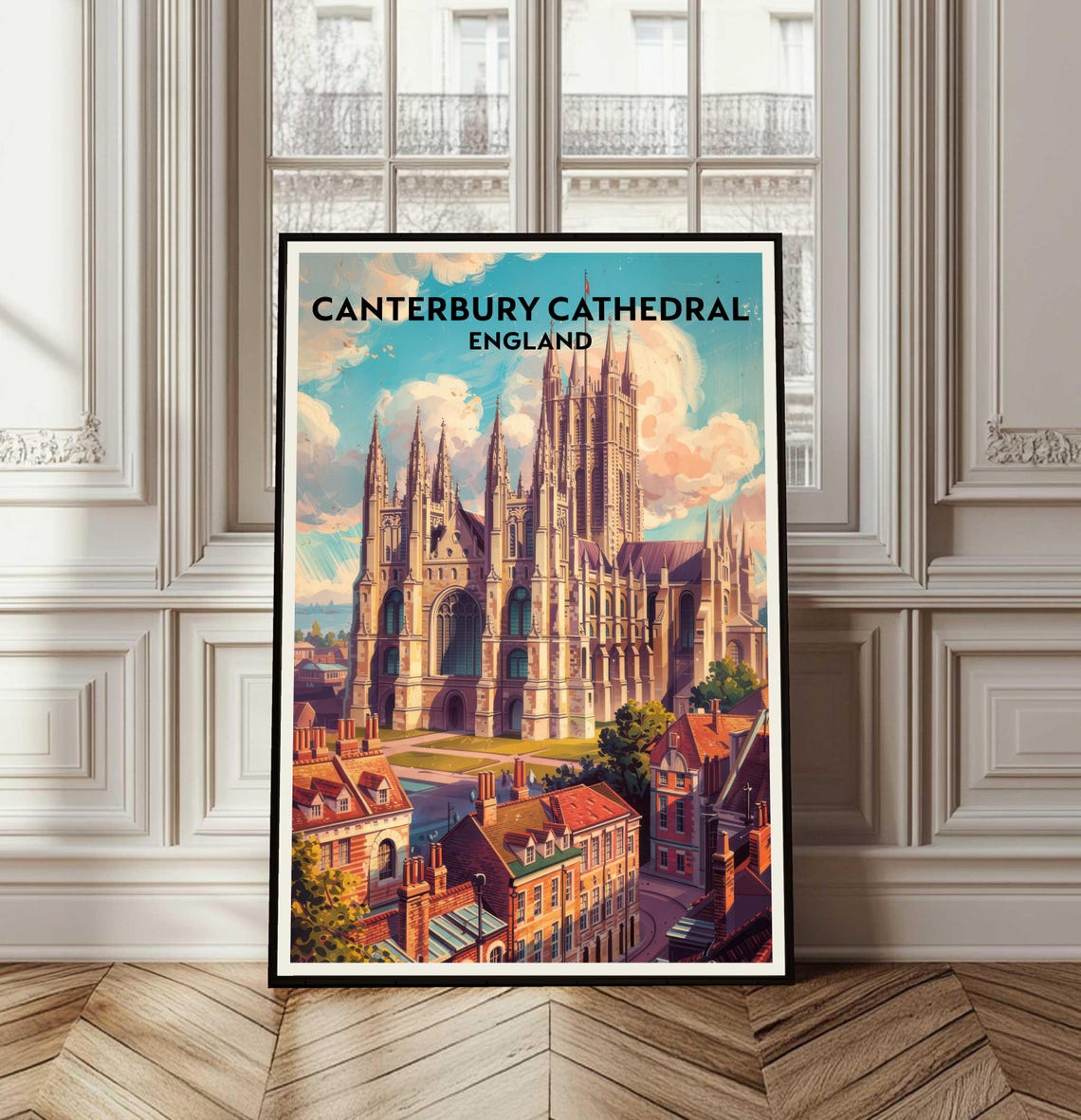 Canterbury Cathedral England Gothic Architecture Travel Poster