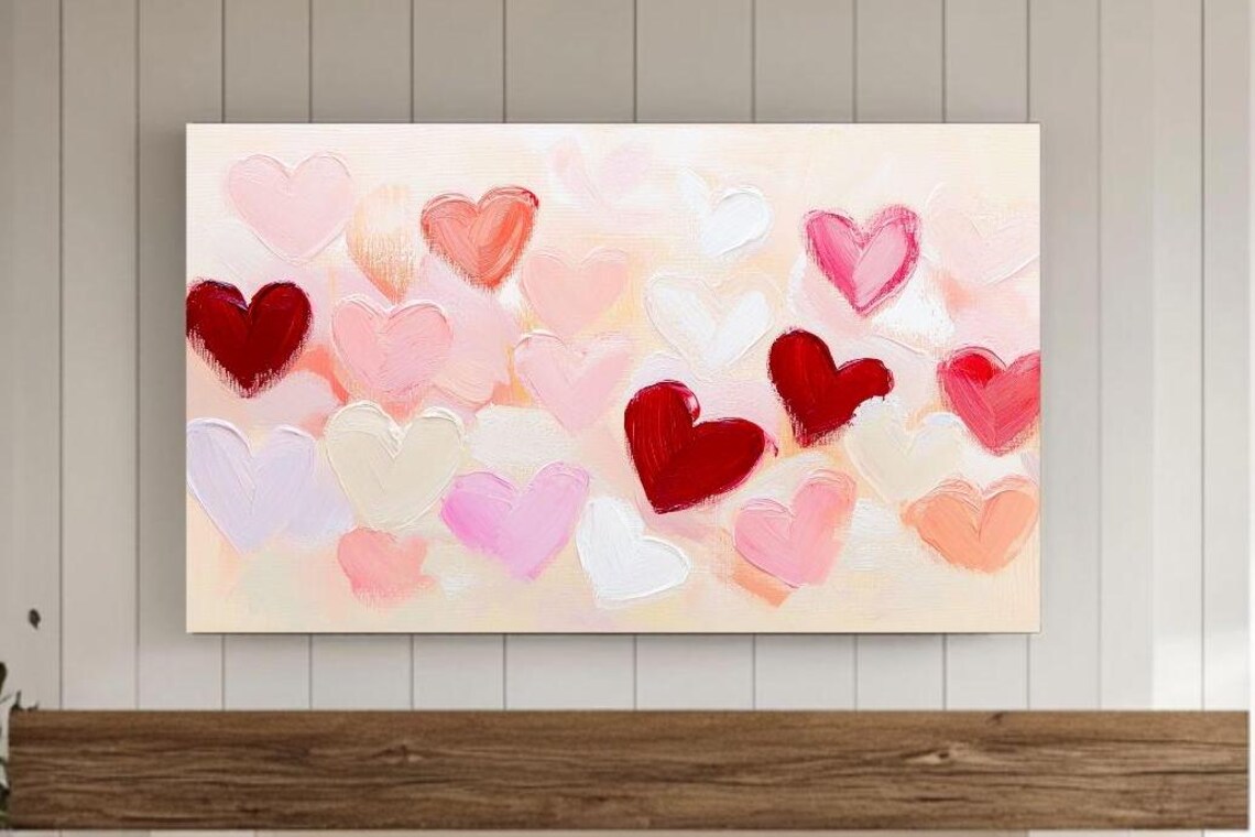 Dreamy Sweet Pastel Hearts on Cream Romantic Valentine Poster