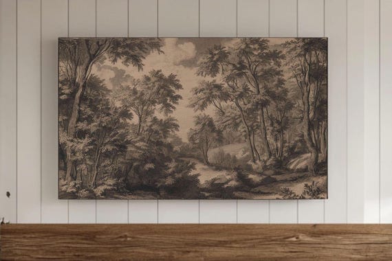 Dark Fall Winter Landscape Frame Tv Wall Art Vintage Moody Rustic Farmhouse Decor Samsung Screensaver Neutral Colors Background