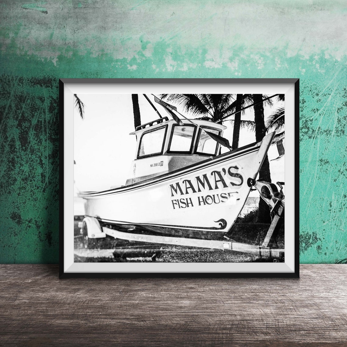 Mama's Fish House Boat on Trailer Palm Trees Hawaii Photo Poster - Image 2