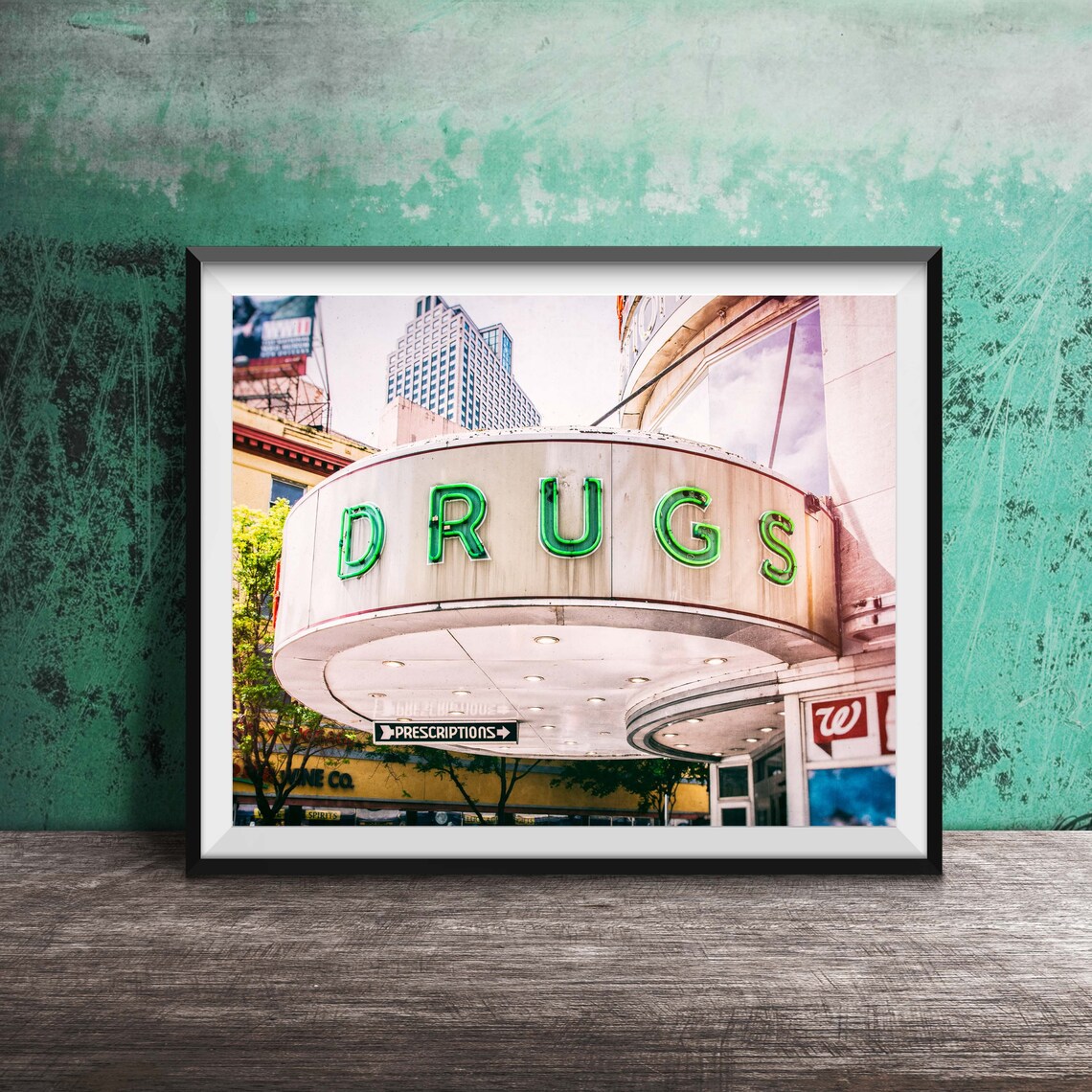 Drugs Walgreens Neon Sign Bathroom Pharmacy Sign Photography Drugstore Art Restroom Decor Drug Store Medicine Cabinet