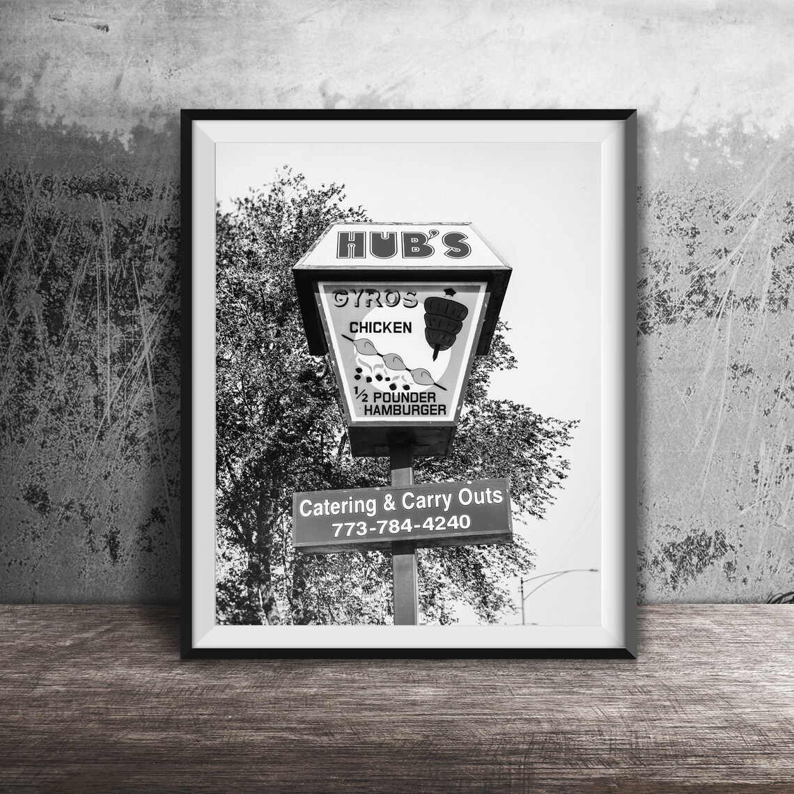 Hub's Gyros Chicken Burgers Retro Roadside Food Sign Photo Poster - Image 2